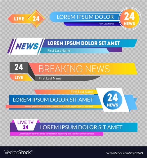 Tv news banners on a transparent background Vector Image