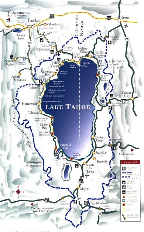 Art Posters Collectibles & Art Details about 2004 Map of Lake Tahoe ...