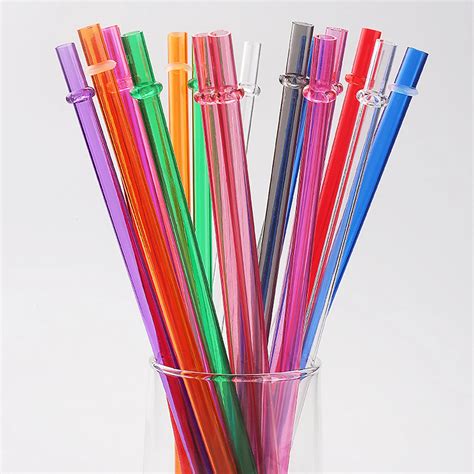 Behogar 10PCS Assorted Color Reusable Plastic Drinking Straws with ...