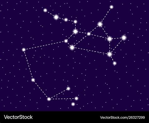 Sagittarius constellation starry night sky zodiac Vector Image