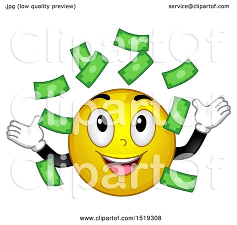 Clipart of a Yellow Smiley Emoji Making It Rain Money - Royalty Free Vector Illustration by BNP ...