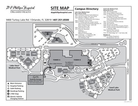 Map of the Dr. P. Phillips Hospital Campus - Orlando Health