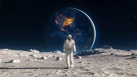 Astronaut Walking on the Moon Live Wallpaper