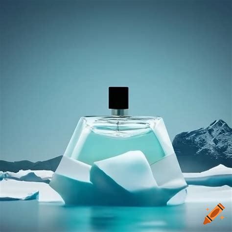 Perfume bottle on an iceberg