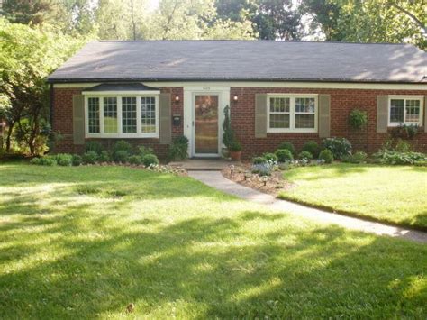 Red brick ranch with architectural front door | Exterior Ideas | Pinterest | Brick ranch, White ...