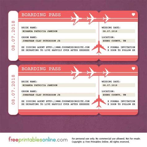 Free Printable Boarding Pass Save the Date Template | Boarding pass ...