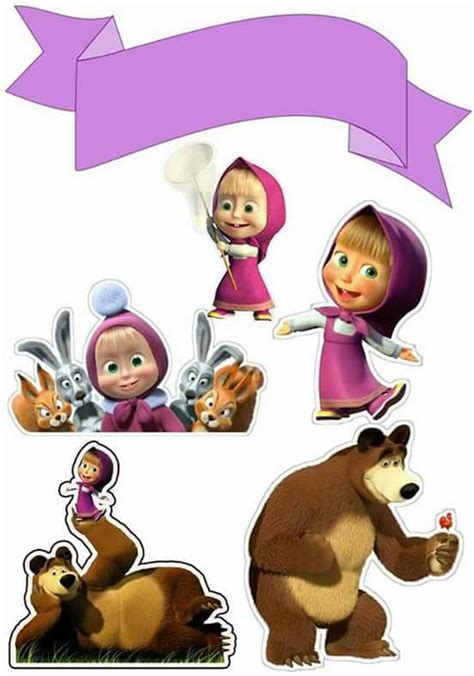 Masha and the Bear: Free Printable Cake Toppers. - Oh My Fiesta! in english