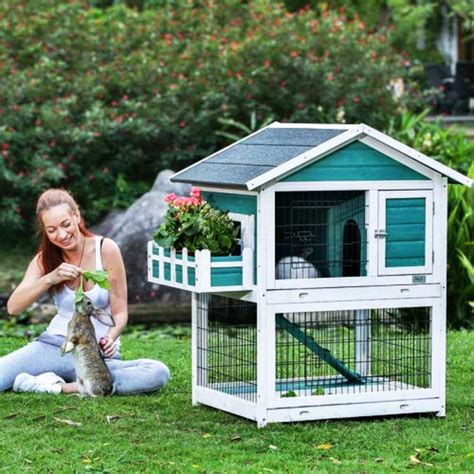 Garden Window Wooden Rabbit Hutch Bunny Cage Guinea Pig House Ferret Chinchilla Small Animal ...