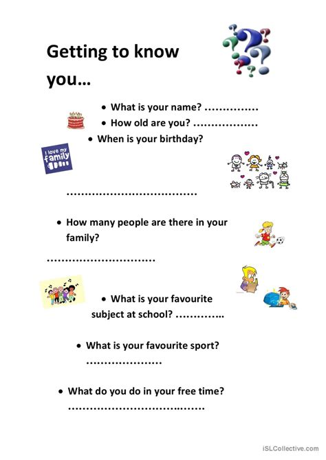 Getting to know you icebreaker: English ESL worksheets pdf & doc