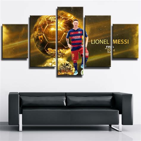 FC Barcelona Lionel Messi FiFA Ballon D'or – 5 Panel Canvas Art Wall ...