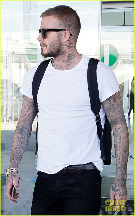 David Beckham Puts His Tattoos on Display While Arriving in Barcelona: Photo 4159429 | David ...