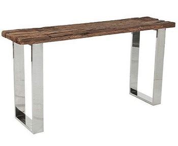 Railway Sleeper Wood Furniture Console Table With Stainless Steel Base - Buy Vintage Industrial ...