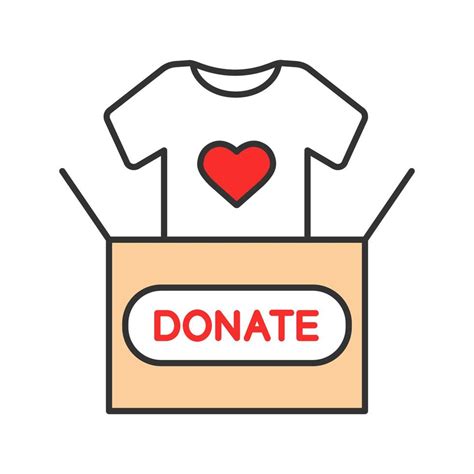 Clothes donating color icon. Donation box with t-shirt. Used clothes ...