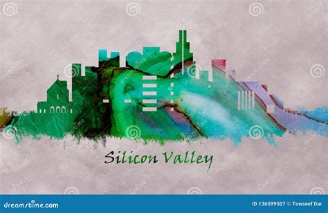 Silicon Valley California, Skyline Stock Illustration - Illustration of ...