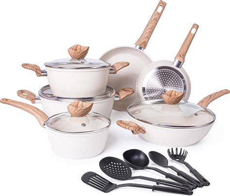 Amazon.com: Non Stick Pots and Pans Set – Induction Hob Pots Set – 15pcs Kitchen Cookware with ...