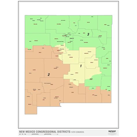 New Mexico 2024 Congressional Districts Wall Map by MapShop - The Map Shop