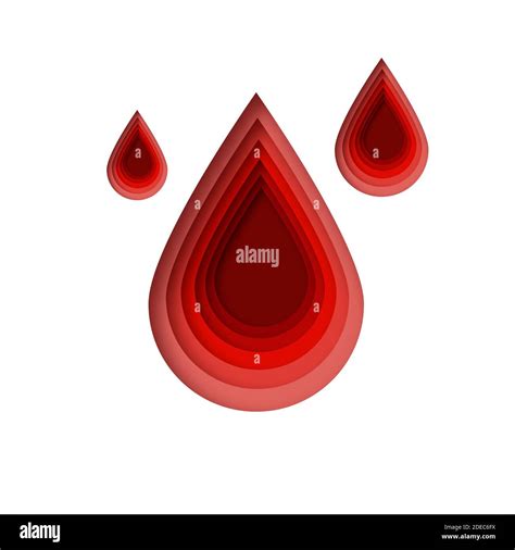 Red blood drop paper cut style. Dripping blood. Vector Stock Vector ...