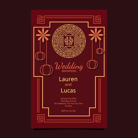 Red Yellow Chinese Wedding Invitation Card Design Template 13507573 Vector Art at Vecteezy