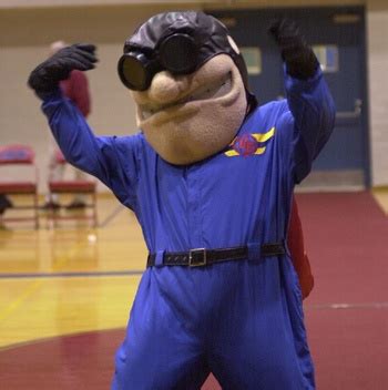 Rudy Flyer is the mascot of the Dayton Flyers. He is dressed in early pilots attire including a ...