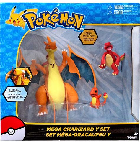 Pokemon Mega Charizard Y Exclusive Figure 3-Pack Set Tomy - ToyWiz