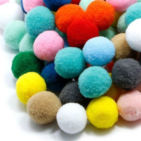 100x Pluche balletjes voor knutselen | 20mm | Multicolor Pom-Pom Pompon ...