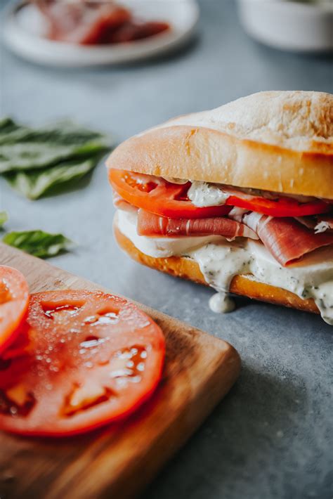 Mozz Prosciutto Sandwich w Garlic Basil Aioli | A-Yo Kitchen