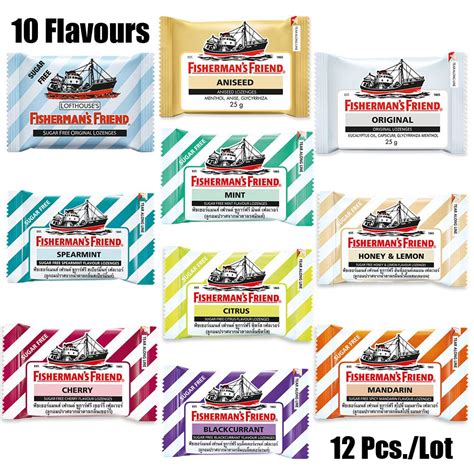 (12pcs/Lot)10 Flavours Fisherman's Friend Lozenge For Relief Cough & Sore Throat # ...