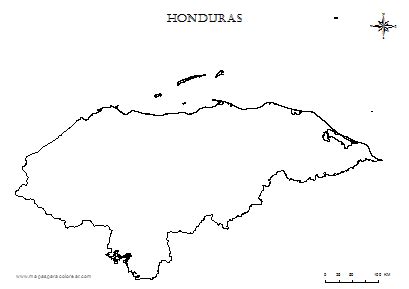 Contorno del mapa de Honduras para colorear. | Honduras mapa, Mapas ...