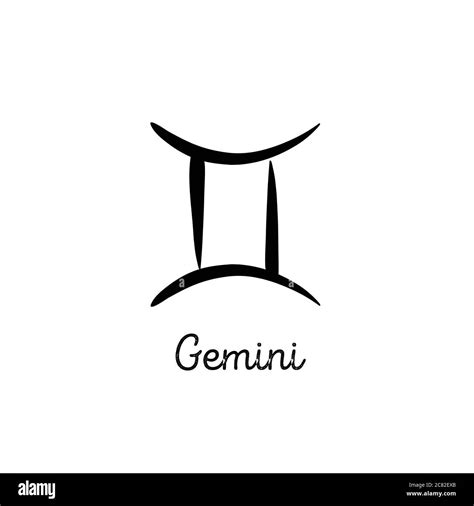 Hand drawn gemini zodiac illustration. Simple line gemini zodiac icon ...