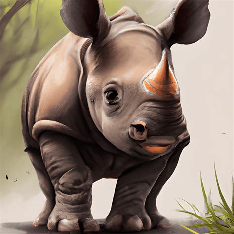 Adorable Sassy Baby Sumatran Rhino · Creative Fabrica