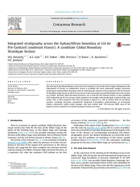 (PDF) Integrated stratigraphy across the Aptian/Albian boundary at Col de Pré-Guittard ...