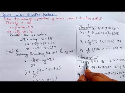 Jacobi method || Iterative method || Solution of linear system of equation - YouTube