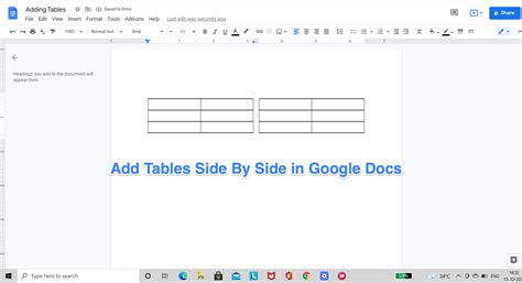 How to Add Tables Side by Side in Google Docs?