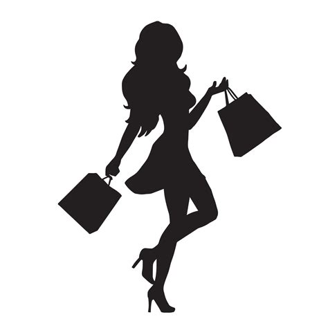 beautiful woman carrying shopping bag vector silhouette on white background 13080583 Vector Art ...