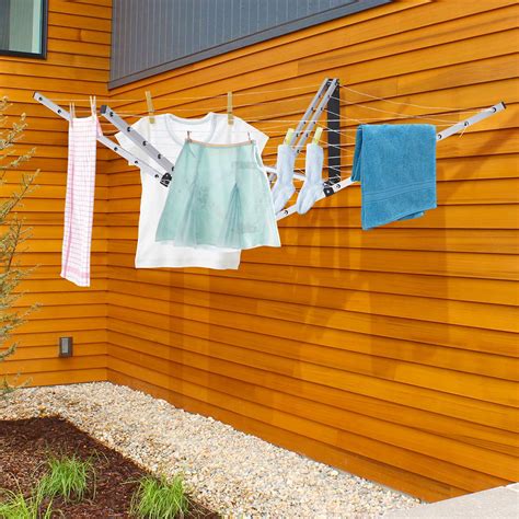 5 ARM 26M WALL MOUNTED FOLDING CLOTHES AIRER DRYER WASHING LINE OUTDOOR GARDEN | eBay