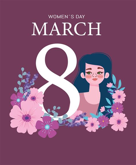 Womens Day cute woman 8 march flowers decoration card 2760748 Vector Art at Vecteezy