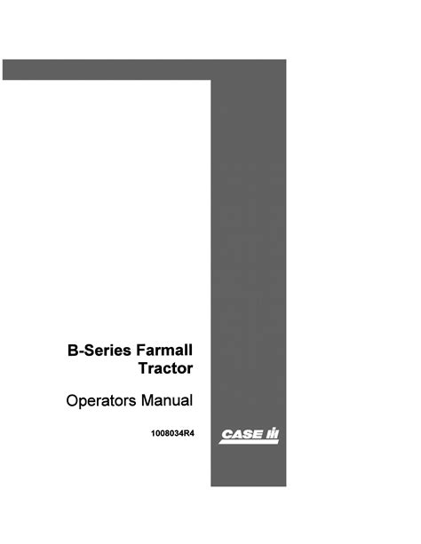 Case IH Farmall B Series Tractor Operator’s Manual Instant Download ...