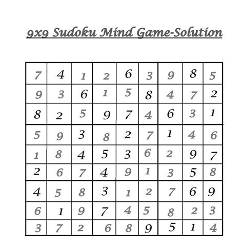 9x9 Sudoku 1 - Solution