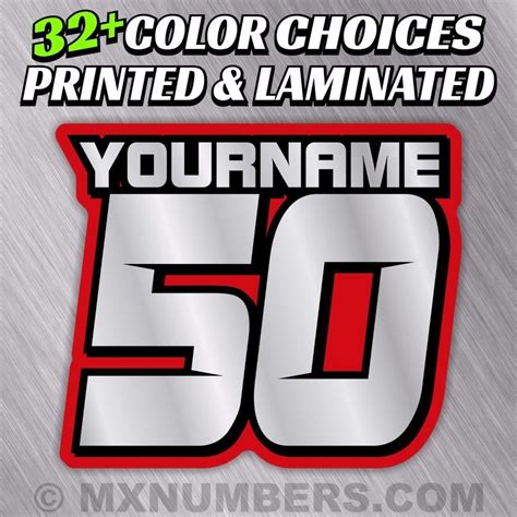 3 Custom Racing Number & Name Plate Decals 4 Colors SX MX ATV Go Kart ...