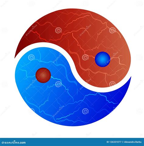 Yin-Yang Symbol Red and Blue Fire Stock Vector - Illustration of esoteric, concept: 126331077