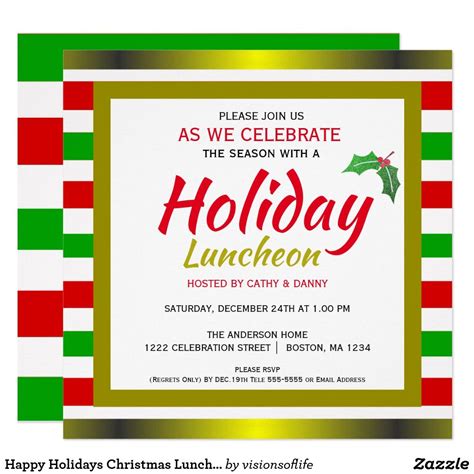 Happy Holidays Christmas Luncheon Invitation | Zazzle.com | Christmas ...