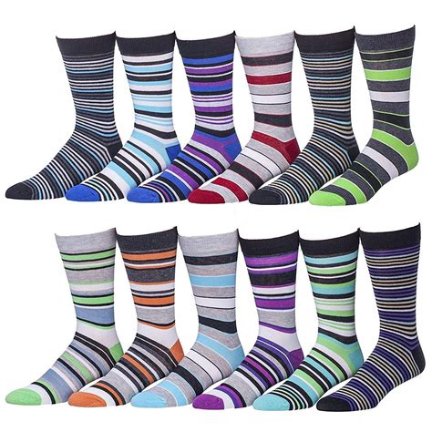 12 Pairs of Men's Dress Socks Assorted Colors and Patterns, Size 10-13 ...