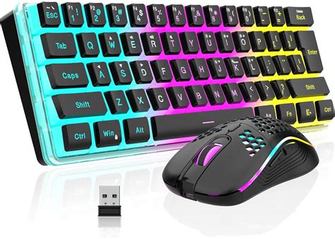 Amazon.com: RedThunder 60% Wireless Gaming Keyboard and Mouse Combo, RGB Backlit Rechargeable ...