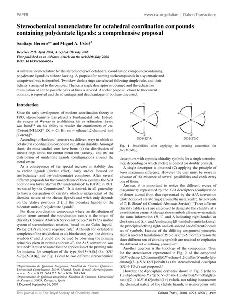 (PDF) Stereochemical nomenclature for octahedral coordination compounds ...