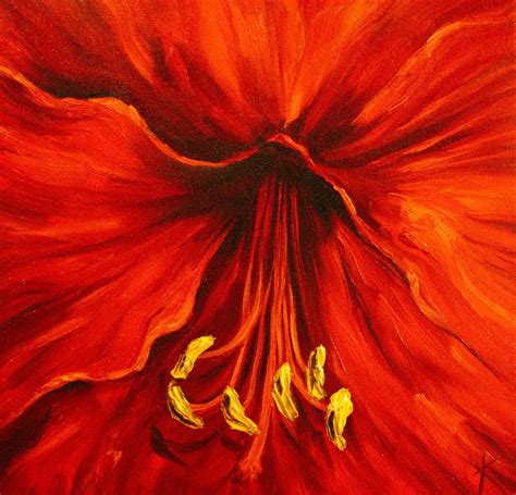 Kim Blair: Amaryllis Floral Painting, Amaryllis Red, by Canadian Artist Kim Blair