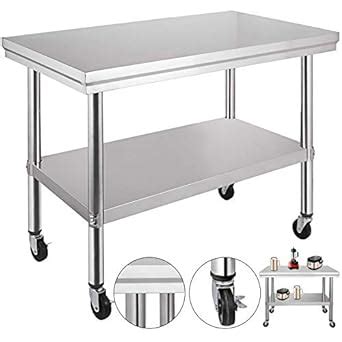 Amazon.com: VEVOR Stainless Steel Work Table with Wheels 36x24 Prep Table with casters Heavy ...