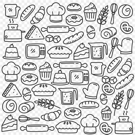 Set Of Cute Bread And Bakery Doodle Vector Illustration Bread And Bakery Doodle Background, Rat ...