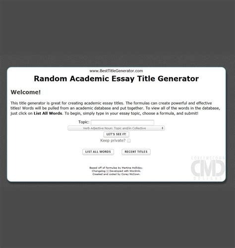 Try this! Random Academic Essay Title Generator | Title generator ...