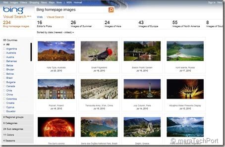 meraTechPort: Bing homepage Visual Search Gallery