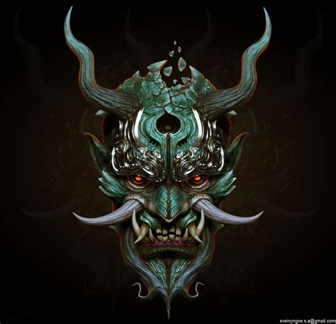 Oni Mask, Svein Yngve Sandvik Antonsen on ArtStation at https://www.artstation.com/artwork/rRAvyE